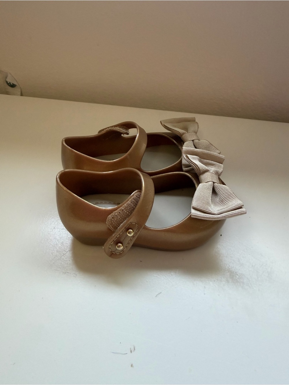 Mini Melissa Girls Brown Bow Mary Jane Shoes